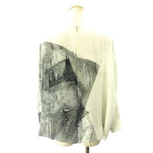 ENFOLD 総柄プリントドルマンカットソーブラウス 38 グレー 