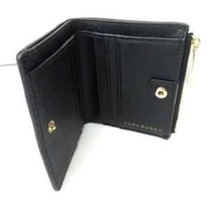 TORY BURCH 二つ折り財布 ミニウォレット レザー ゴールド金具 ブラック レディース