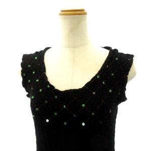 ノースリーブカットソー スパンコール ストレッチ ブラック