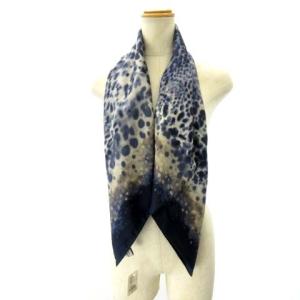 Salvatore Ferragamo レオパード柄シルクスカーフ 86cm×88cm ネイビー 