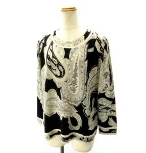 FASHION カットソー 花柄 シルク混 L グレー