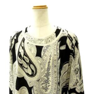 LEONARD FASHION カットソー 花柄 シルク混 L グレー