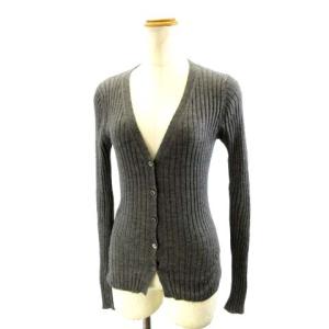 カシミヤ シルク カシシル リブニットカーディガン Vネック 長袖 ダークグレー 42