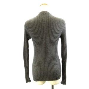 PRADA カシミヤ シルク カシシル リブニットカーディガン Vネック 長袖 ダークグレー 42