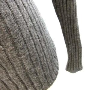 PRADA カシミヤ シルク カシシル リブニットカーディガン Vネック 長袖 ダークグレー 42