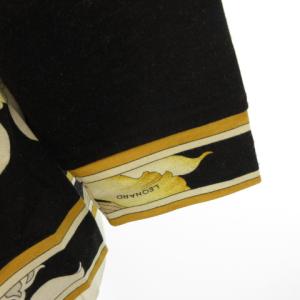 LEONARD FASHION カットソー 花柄 シルク混 L ブラック ベージュ