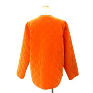 ETRO ヴィンテージ キルティングジャケット ノーカラー ゴールドボタン 裏地ペイズリー柄 M オレンジ