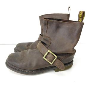 Dr.Martens レザー ブーツ ストラップ チェック 約UK6.5-7 ブラウン