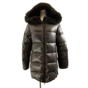 KAPPA カッパ ダウンコート フォックスファー ミドル丈 ナイロン ブラウン S