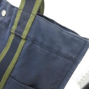 HERMES フールトゥMM トートバッグ ハンドバッグ キャンバス ネイビー カーキ