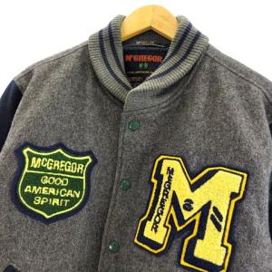 McGREGOR スタジアムジャンパー ワッペン ショールカラー 中綿 グレー グリーン ネイビー L