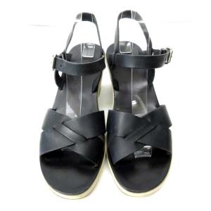 A.P.C. レザーサンダル コルクヒール ウェッジ レザー ブラック 39