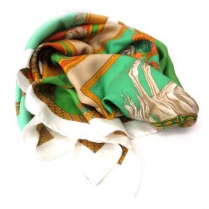 HERMES カレ90 スカーフ HARNAIS FRANCAIS フランス初代帝国のハーネス 緑