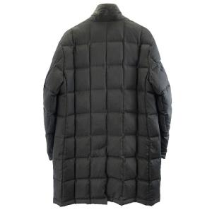 Aquascutum シルク100％ ダウンコート 羊革 ラムレザー 部分使い アウター ロング丈 ブラック M