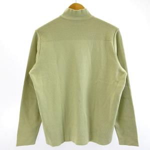 dunhill ラムスキン 異素材切替 ハーフジップ ニット セーター ストレッチ ライトグリーン S