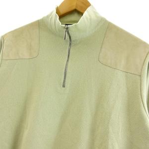 dunhill ラムスキン 異素材切替 ハーフジップ ニット セーター ストレッチ ライトグリーン S