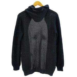 BLACK LABEL CRESTBRIDGE ラッセルニット カーディガン フード付き ボタンレス ネイビー 紺 M