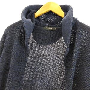 BLACK LABEL CRESTBRIDGE ラッセルニット カーディガン フード付き ボタンレス ネイビー 紺 M