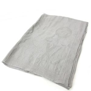 カシミヤ シルク混 大判 スカーフ モノグラム ジャガード 灰