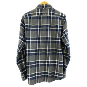 Finamore チェック ネルシャツ 長袖 コットン イタリア製 ネイビー グレー 16 1/2