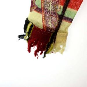 Jean Paul GAULTIER FEMME ロングカーディガン ショール パワーネット フリンジ ペイズリー柄 M マルチカラー