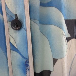 LEONARD フードジャケット シアーコート シルク 花柄プリント 13R ネイビー