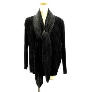 プリーツカーディガン 変形 黒 2 IBO22