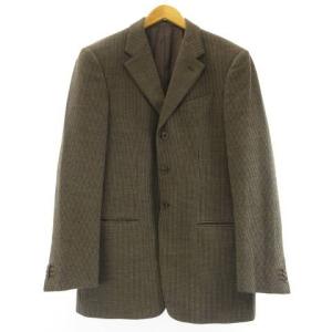 ジャケット テーラード シングル 3B チェック 千鳥格子 ラナウール ブラウン 46 Mサイズ相当 IBO22