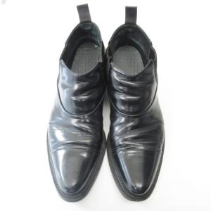 PRADA ブーツ ローファー ストレートチップ サイドゴア ヒール  レザー ブラック 7