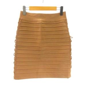 タイトスカート ストレッチ レースアップ キャメル ベージュ 40