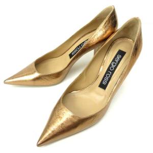 ポインテッドトゥパンプス ハイヒール メタリック ピンク 37.5 イタリア製