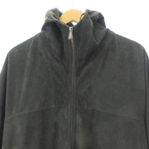 BOTTEGA VENETA ラムレザーコート フーデッド スエード 44 モスグリーン