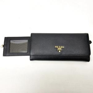 サフィアーノ 長財布 二つ折り 1MH132 パスケース付 レザー ロゴ ブラック