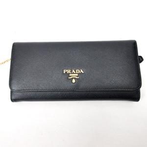 PRADA サフィアーノ 長財布 二つ折り 1MH132 パスケース付 レザー ロゴ ブラック