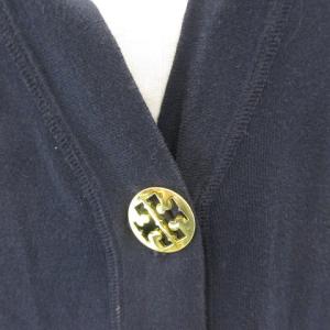 TORY BURCH カーディガン 長袖 Tロゴ ゴールドボタン コットン ブラック L