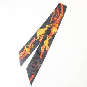 BRIDES de GALA 式典用馬勒 ツイリー スカーフ ベルト柄 シルク ブラック