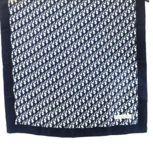 Christian Dior ヴィンテージ 大判スカーフ トロッター シルク 77.5cm×78cm 紺