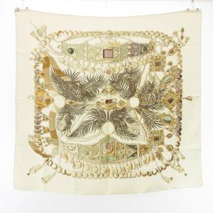 カレ90 TERRES PRECIEUSES 貴重な場所 スカーフ シルク ベージュ