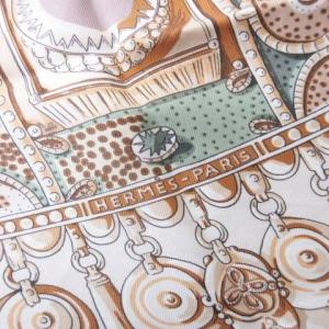 HERMES カレ90 TERRES PRECIEUSES 貴重な場所 スカーフ シルク ベージュ