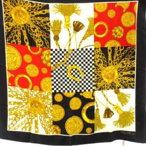 CELINE スカーフ ストール ショール シルク ゴールドチェーン ブラック