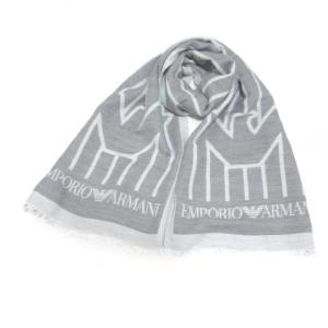 EMPORIO ARMANI ストール GA イーグルロゴ グレー X
