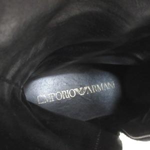 EMPORIO ARMANI レザーロングブーツ EA ジップ SKYWALK ブラック ロゴ 36