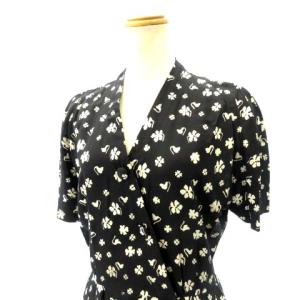 Salvatore Ferragamo シルクワンピース ドレス ラップ 花柄 ブラック 40