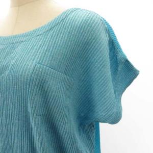 PLEATS PLEASE ISSEY MIYAKE プリーツカットソー 半袖 ダブルフェイス ターコイズブルー PP41-JK721