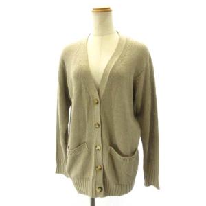 リネンコットンシルクカーディガン Vネック 長袖 ベージュ 2