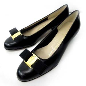 ヴァラリボン パンプス ゴールド金具 レザー ブラック 5