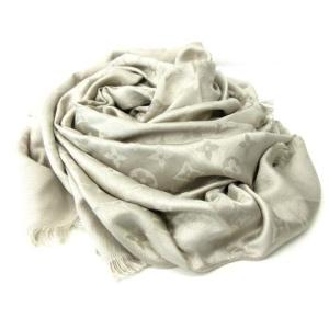 LOUIS VUITTON モノグラム 大判ストール ショール マフラー ウール×シルク 402336 ベージュ