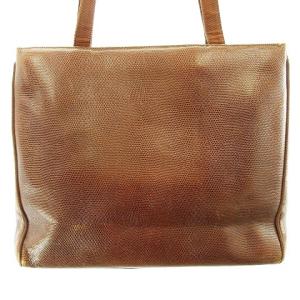 Salvatore Ferragamo リザード調 型押し ヴァラ ワンショルダー トート ハンドバッグ レザー ゴールド金具 ブラウン系