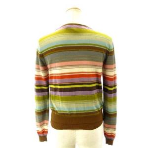 CELINE アンサンブルニット ツインニット ボーダー シルク混 ブラウン マルチカラー S