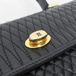 BALLY ハンドバッグ キルティング 金具 ロゴ ワンポイント レザー ブラック ゴールド